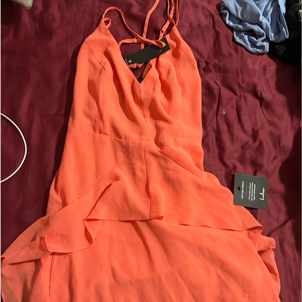 reddish-orange flowy dress-Size L